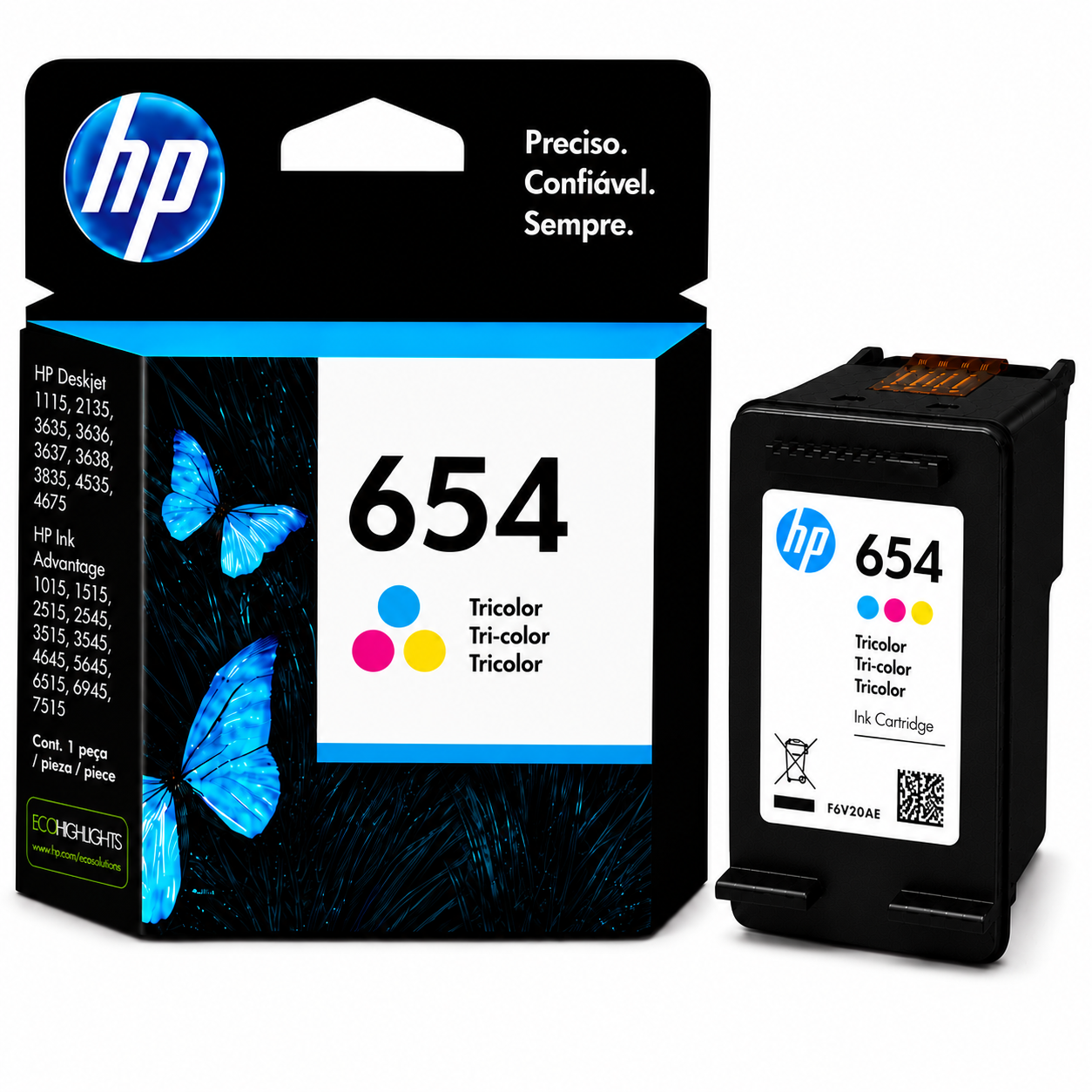 Tinteiro HP 654 Tricolor F6V20AE