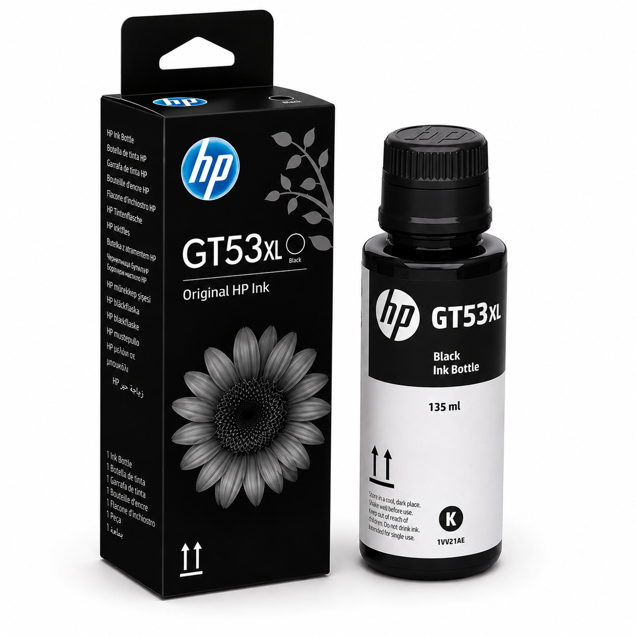 Garrafa de Tinta HP GT53XL Preto 1VV21AE